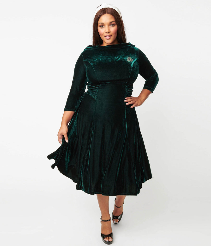 Emerald Velvet Nicola Swing Dress